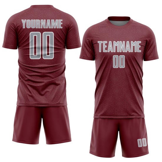 Sports Geometric Sublimation Gray-White Uniform Jersey Shape Custom Burgundy Soccer Sports Geometric Sublimation Gray-White Uniform Jersey Shape Custom Burgundy Soccer