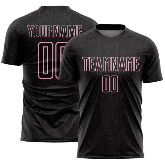 Soccer Sports Light Jersey Sublimation Custom Shape Geometric Pink Black Uniform