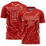 Sublimation Uniform Cream Lightning Custom Jersey Sports Red Soccer