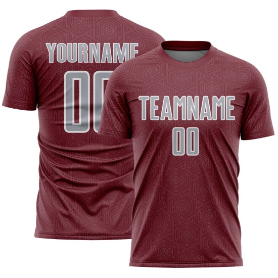 Sports Geometric Sublimation Gray-White Uniform Jersey Shape Custom Burgundy Soccer Sports Geometric Sublimation Gray-White Uniform Jersey Shape Custom Burgundy Soccer