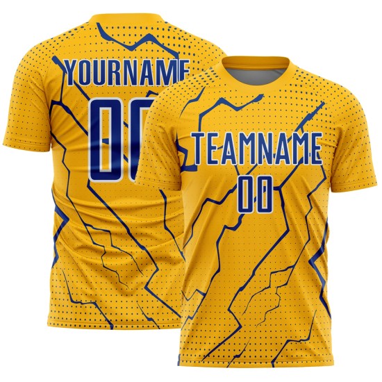 Jersey Lightning Royal-White Uniform Custom Sublimation Soccer Sports Gold